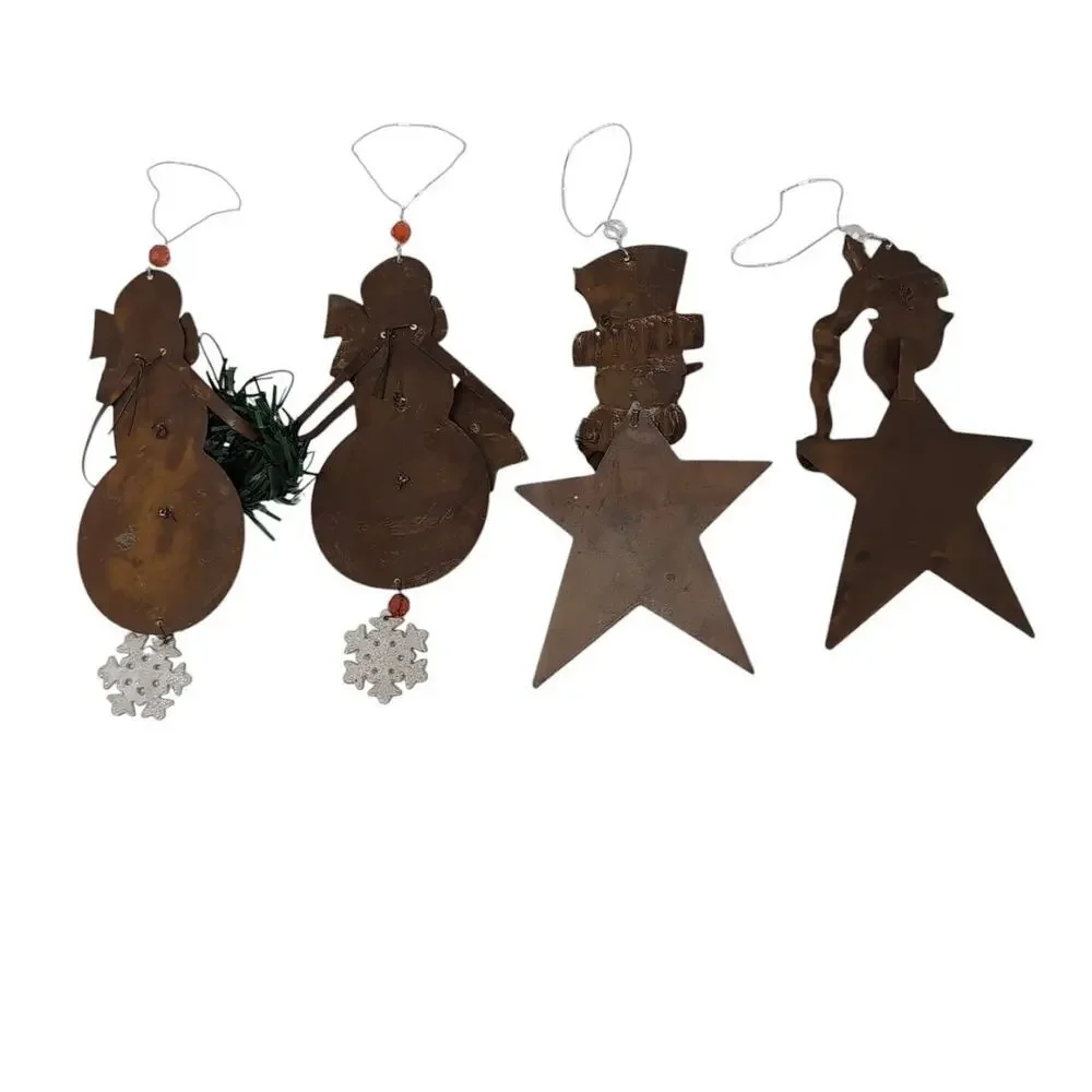 Snowman Santa Christmas Ornaments‎ Metal Winter Dreams 2 Boxes 4 pc NEW NWT